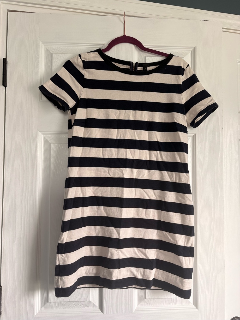 J.Crew Navy and White Striped Crewneck Dress